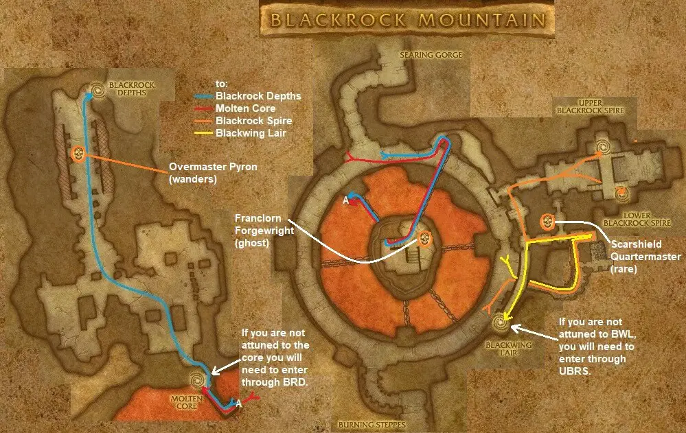 WoW Classic Dungeon Maps For Tanks - Lead Your Party To Victory! 4 Blackrock Mountain entrance map 1