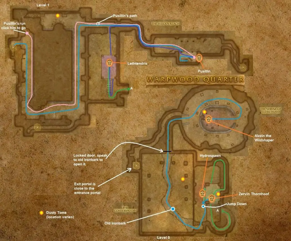 WoW Classic Dungeon Maps For Tanks - Lead Your Party To Victory! 9 Dire Maul East walkthrough map 1 1024x848 1