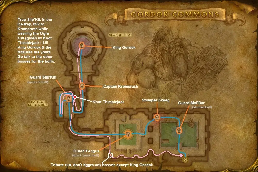 Dire Maul North walkthrough map