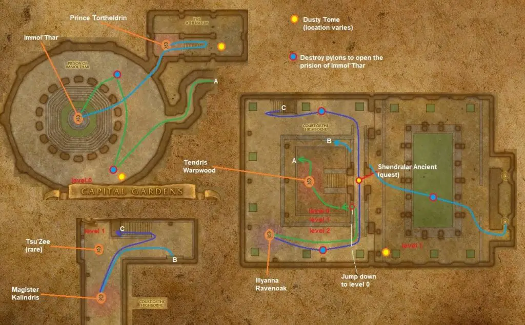 WoW Classic Dungeon Maps For Tanks - Lead Your Party To Victory! 11 Dire Maul West walkthrough map 1024x635 1
