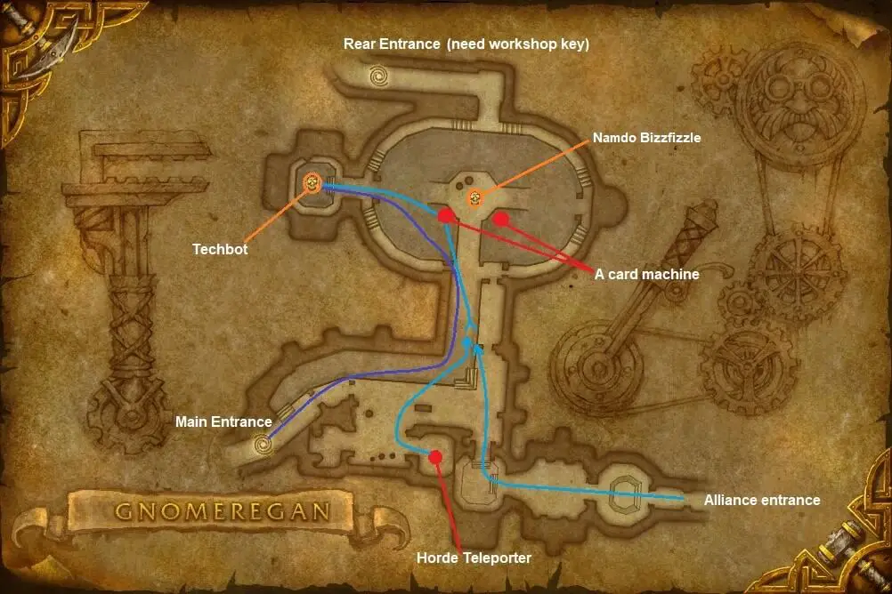 WoW Classic Dungeon Maps For Tanks - Lead Your Party To Victory! 12 Gnomeregan Entrance walkthrough map