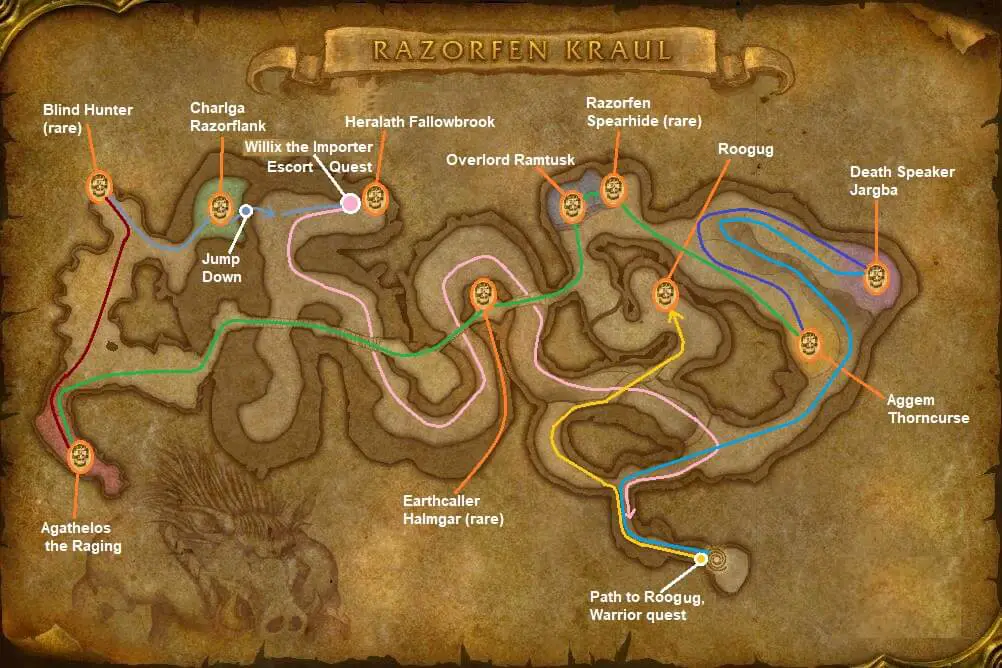 WoW Classic Dungeon Maps For Tanks - Lead Your Party To Victory! 17 Razorfen Kraul walkthrough map