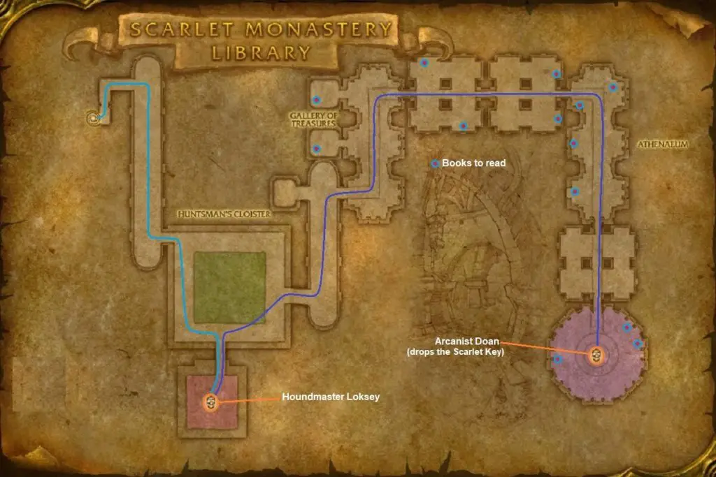 WoW Classic Dungeon Maps For Tanks - Lead Your Party To Victory! 22 SM Library walkthrough map 1024x683 1