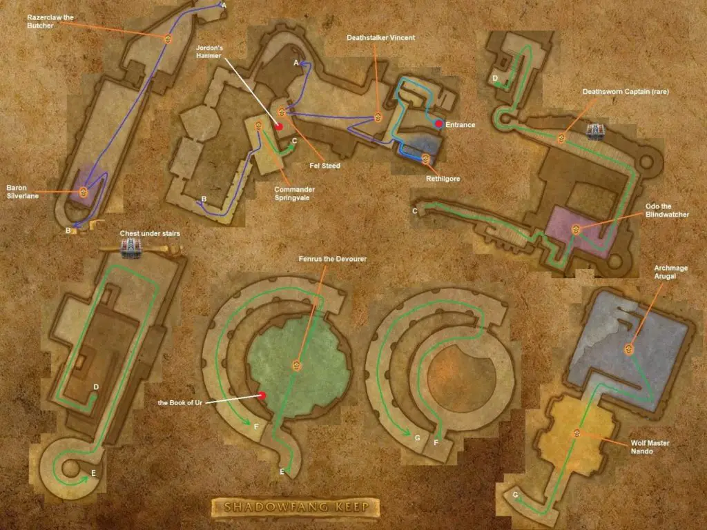 WoW Classic Dungeon Maps For Tanks - Lead Your Party To Victory! 19 Shadowfang Keep walkthrough map 1024x768 1