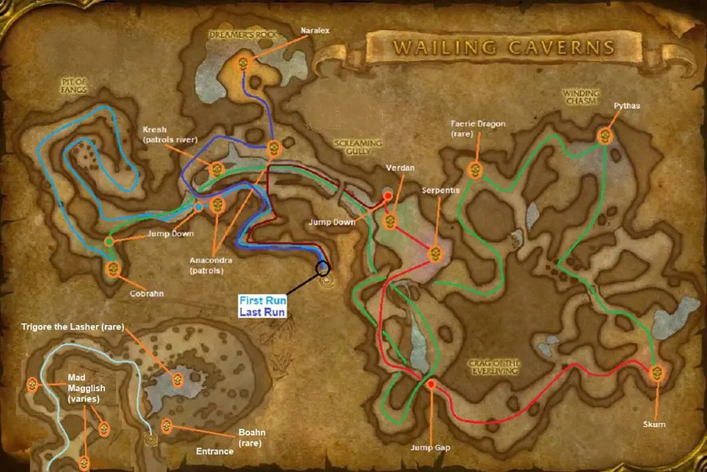 Wailing Caverns walkthrough map 1024x683 1